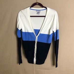 Blue and white sweater